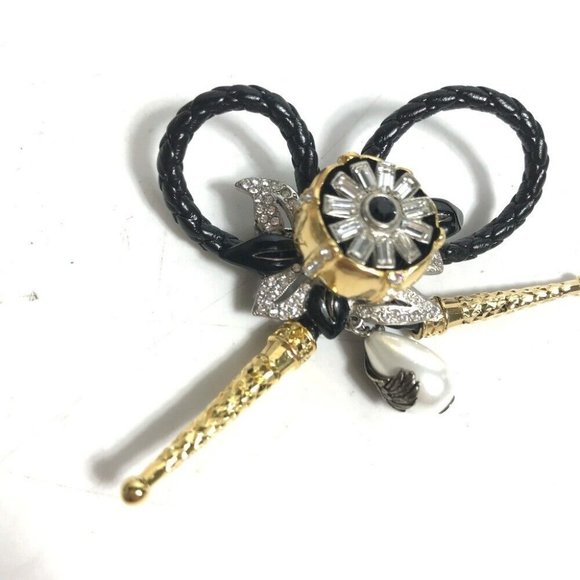 Auth LOUIS VUITTON MP2197 Accessories Faux Pearl Fleur Bijoux Rhinestone Brooch - Picture 3 of 7